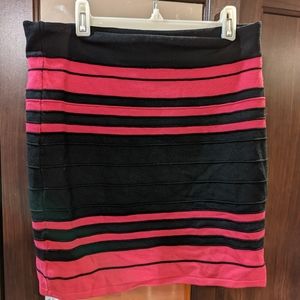 Sparkle and Fade pink and black striped bodycon skirt